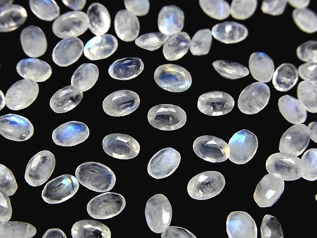 彩虹月光石 AA++ 橢圓刻面裸石 6x4mm 10顆