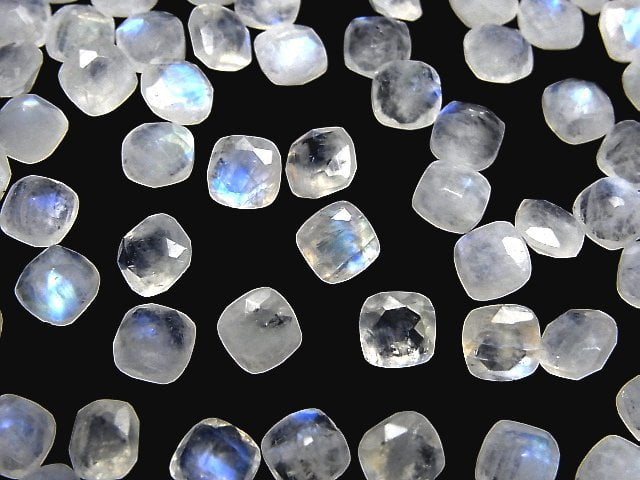 [Video] Rainbow Moonstone AA++ Loose stone Square Faceted 6x6mm 5pcs