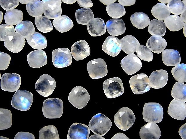 [Video] Rainbow Moonstone AA++ Loose stone Square Faceted 6x6mm 5pcs