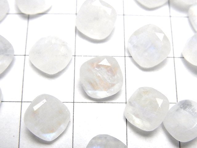 [Video]Rainbow Moonstone AA++ Loose stone Square Faceted 8x8mm 3pcs