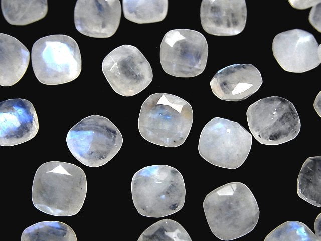 [Video]Rainbow Moonstone AA++ Loose stone Square Faceted 8x8mm 3pcs