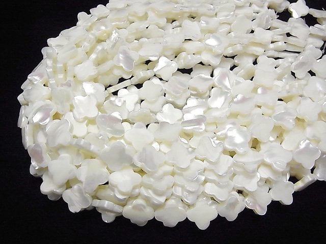 [Video]Mother of Pearl MOP White Flower Motif 15x15mm 1strand beads (aprx.15inch/37cm)