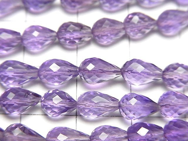 [Video]High Quality Amethyst AAA- Vertical Hole Faceted Drop half or 1strand beads (aprx.8inch/20cm)