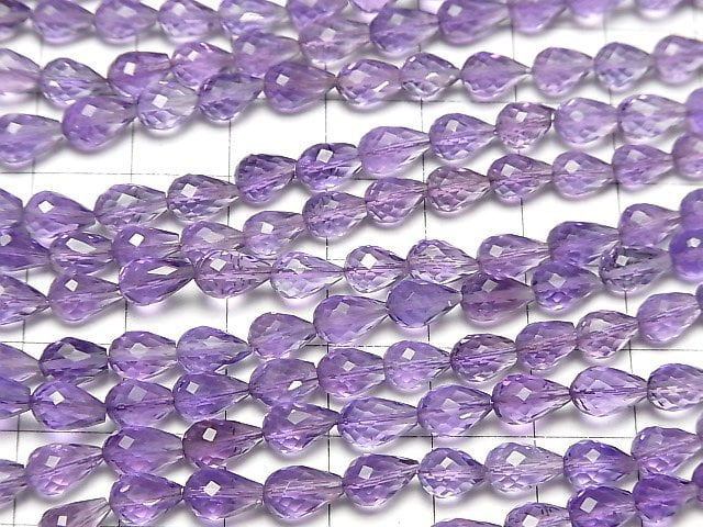 [Video]High Quality Amethyst AAA- Vertical Hole Faceted Drop half or 1strand beads (aprx.8inch/20cm)