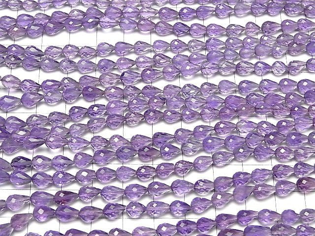 [Video]High Quality Amethyst AAA- Vertical Hole Faceted Drop half or 1strand beads (aprx.8inch/20cm)