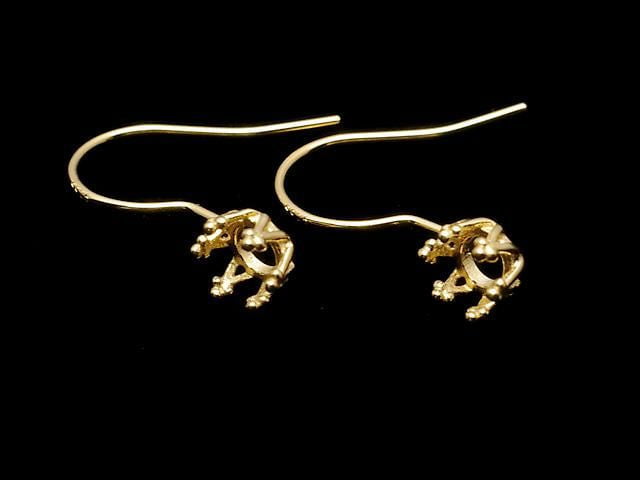 [Video] Silver925 Crown Earwire Frame Round 4x4mm 18KGP 1 pair