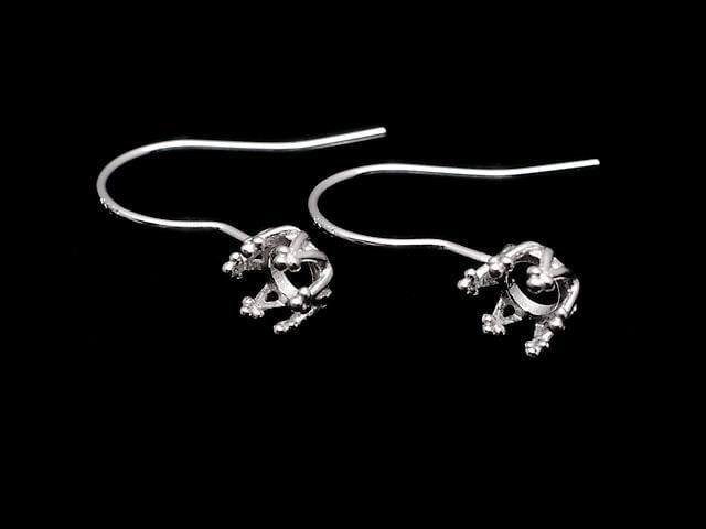 [Video] Silver925 Crown Earwire Frame Round 4x4mm Rhodium Plated 1 pair