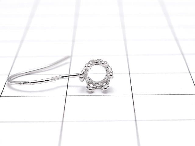 [Video] Silver925 Crown Earwire Frame Round 4x4mm Rhodium Plated 1 pair