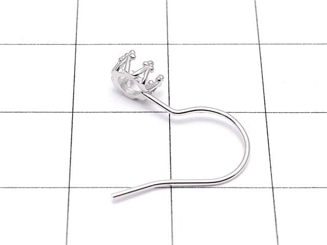 [Video] Silver925 Crown Earwire Frame Round 4x4mm Rhodium Plated 1 pair