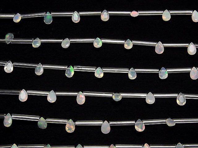 [Video] High Quality Ethiopian Opal AAA Pear shape Faceted 6x4mm 1strand (8pcs )