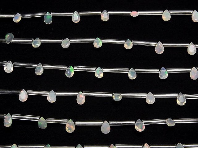 [Video] High Quality Ethiopian Opal AAA Pear shape Faceted 6x4mm 1strand (8pcs )