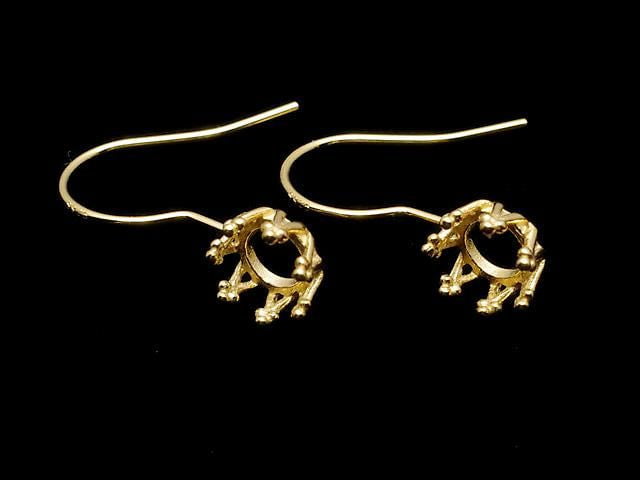 [Video] Silver925 Crown Earwire Frame Round 5x5mm 18KGP 1 pair