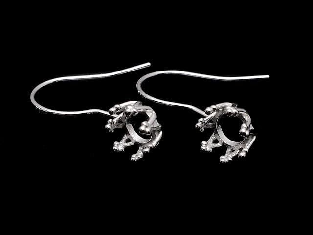 [Video] Silver925 Crown Earwire Frame Round 5x5mm Rhodium Plated 1 pair