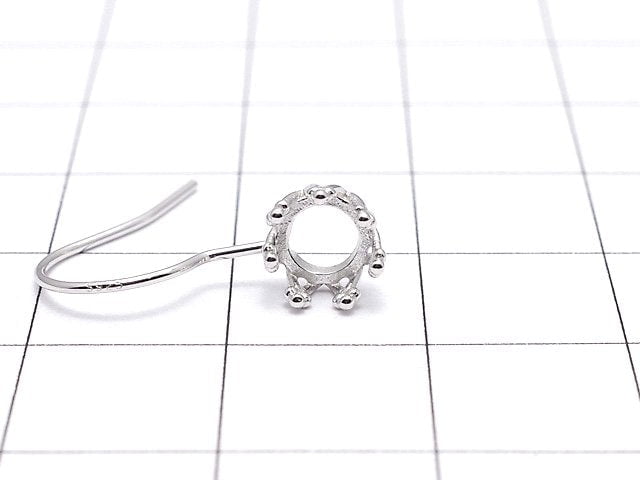 [Video]Silver925 Crown Earwire Frame Round 5x5mm Rhodium Plated 1pair