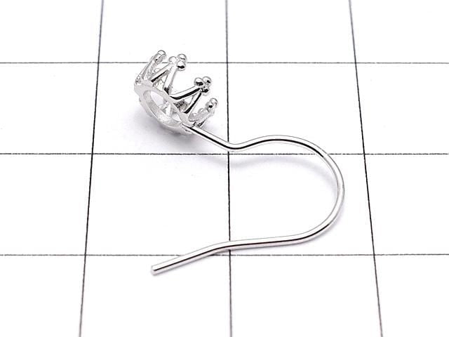 [Video] Silver925 Crown Earwire Frame Round 5x5mm Rhodium Plated 1 pair