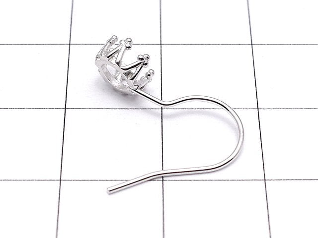 [Video]Silver925 Crown Earwire Frame Round 5x5mm Rhodium Plated 1pair