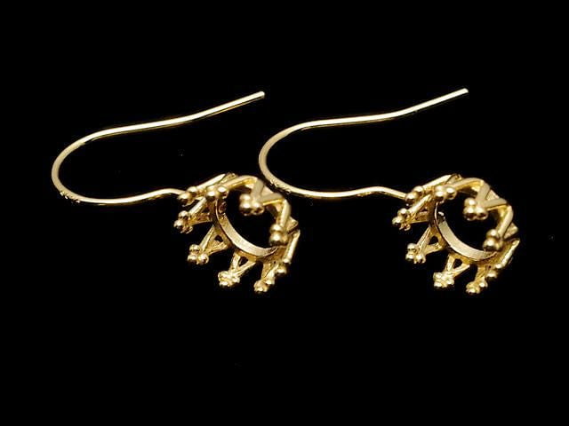 [Video] Silver925 Crown Earwire Frame Round 6x6mm 18KGP 1 pair
