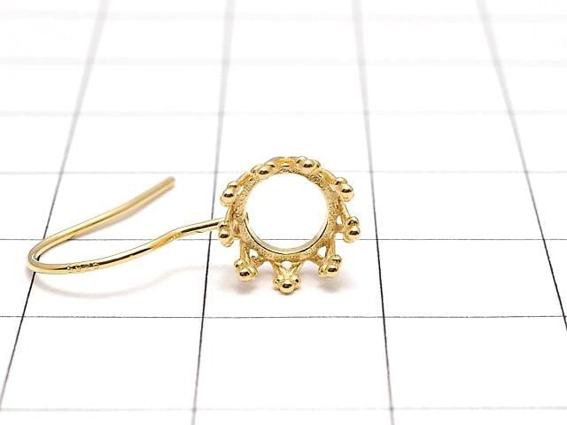 [Video] Silver925 Crown Earwire Frame Round 6x6mm 18KGP 1 pair