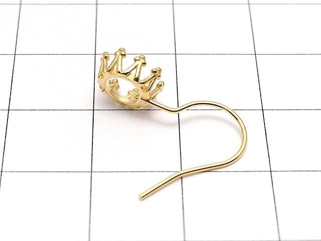 [Video] Silver925 Crown Earwire Frame Round 6x6mm 18KGP 1 pair