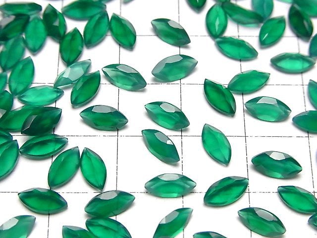 [Video]High Quality Green Onyx AAA Loose stone Marquise Faceted 8x4mm 10pcs