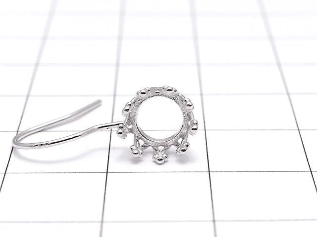 [Video] Silver925 Crown Earwire Frame Round 6x6mm Rhodium Plated 1 pair