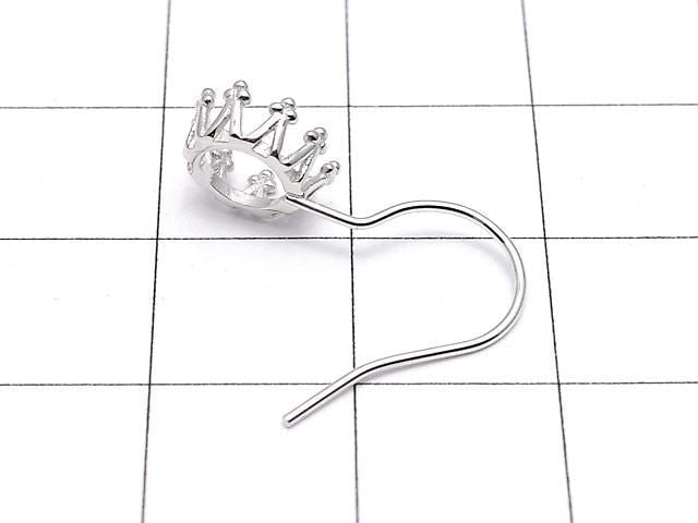 [Video] Silver925 Crown Earwire Frame Round 6x6mm Rhodium Plated 1 pair