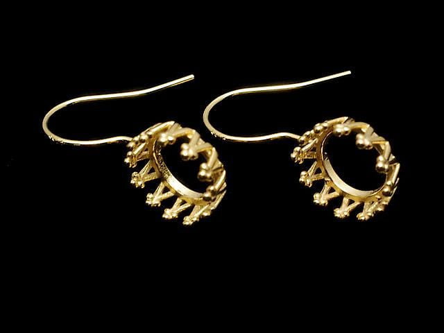 [Video] Silver925 Crown Earwire Frame Round 8x8mm 18KGP 1pair
