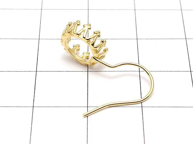 [Video] Silver925 Crown Earwire Frame Round 8x8mm 18KGP 1pair