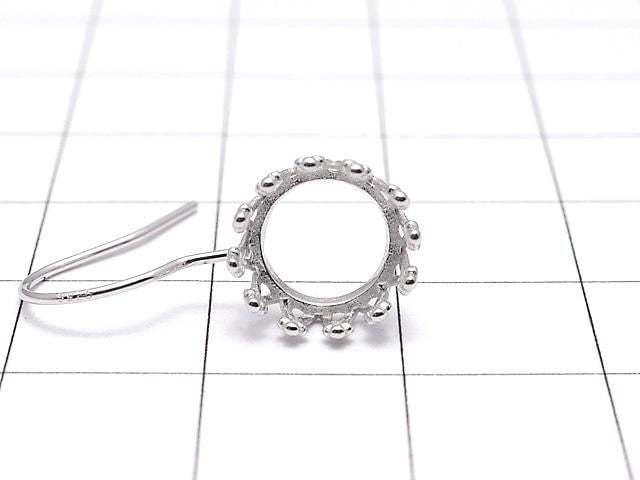 [Video] Silver925 Crown Earwire Frame Round 8x8mm Rhodium Plated 1 pair