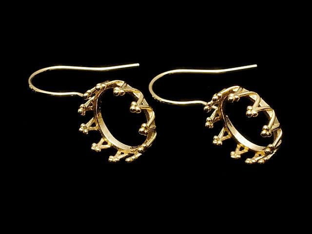 [Video] Silver925 Crown Earwire Frame Round 10x10mm 18KGP 1 pair
