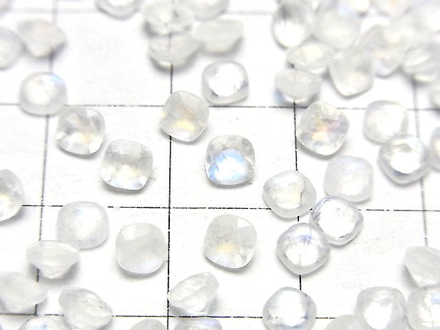 [Video]High Quality Rainbow Moonstone AA++ Loose stone Square Faceted 4x4mm 10pcs