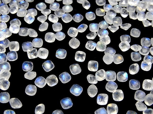 [Video]High Quality Rainbow Moonstone AA++ Loose stone Square Faceted 4x4mm 10pcs