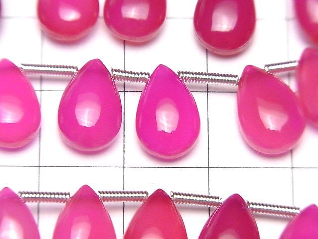 [Video] High Quality Fuchsia Pink Chalcedony AAA Pear shape (Smooth) 12x8mm 1strand (16pcs )