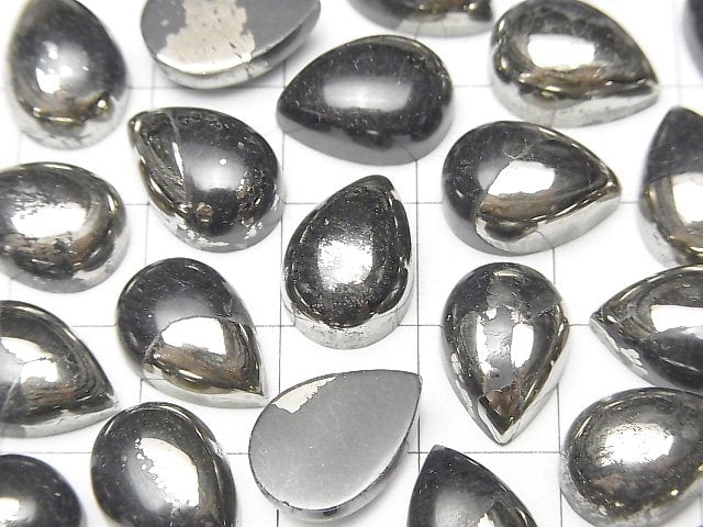 [Video] Matrix Pyrite Pear shape Cabochon 14x10mm 2pcs