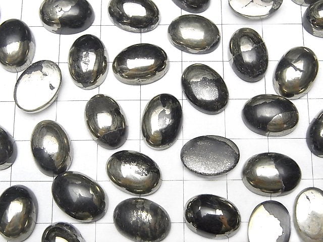 [Video] Matrix Pyrite Oval Cabochon 14x10mm 2pcs