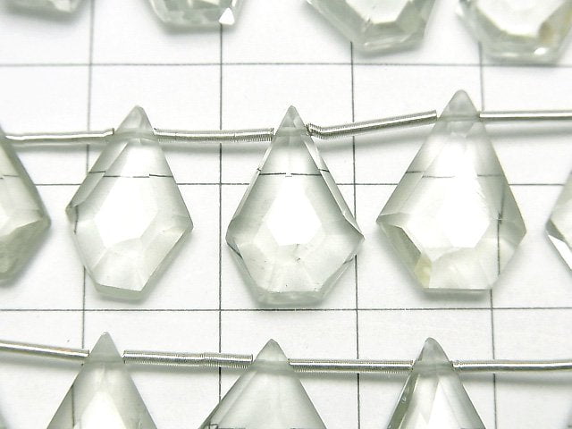 [Video]High Quality Green Amethyst AAA- Rough Drop -Faceted Pear Shape half or 1strand beads (aprx.6inch/16cm)