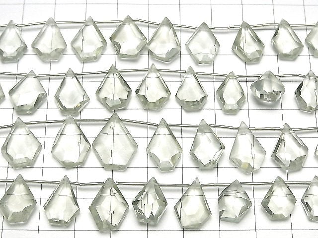 [Video]High Quality Green Amethyst AAA- Rough Drop -Faceted Pear Shape half or 1strand beads (aprx.6inch/16cm)