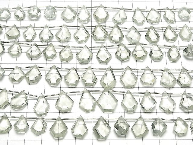 [Video]High Quality Green Amethyst AAA- Rough Drop -Faceted Pear Shape half or 1strand beads (aprx.6inch/16cm)