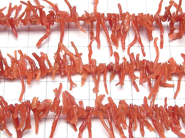 [Video] Sardinian genuine coral, Red Coral AA++ Chips 1 strand beads (aprx.7inch/18cm)