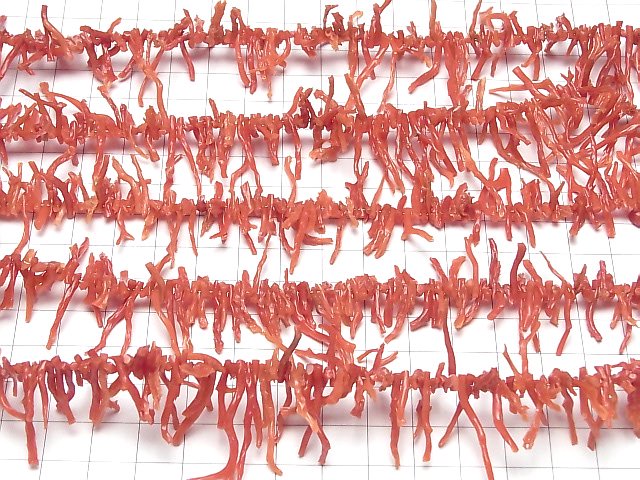 [Video] Sardinian genuine coral, Red Coral AA++ Chips 1 strand beads (aprx.7inch/18cm)