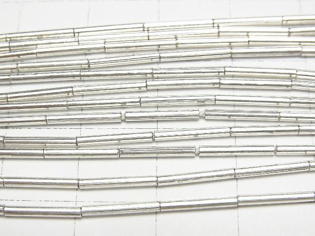 Karen Silver Tube 10x1x1mm White Silver Half or 1 Strand Beads (approx. 26 inches/66 cm)
