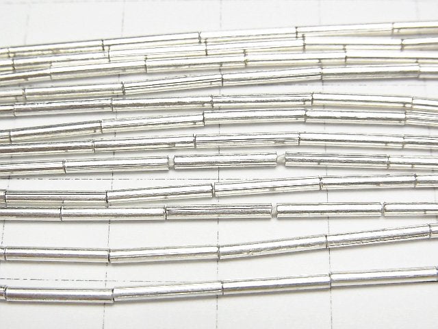 Karen Silver Tube 9x1x1mm White Silver half or 1strand beads (aprx.26inch/66cm)