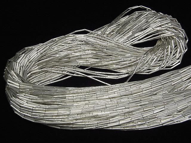 Karen Silver Tube 10x1x1mm White Silver Half or 1 Strand Beads (approx. 26 inches/66 cm)