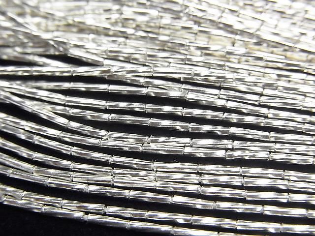 Karen Silver Tube 4x1x1mm White Silver 1/4 or 1 strand beads (approx. 26 inches/66 cm)