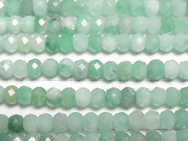 [Video] High Quality! Brazilian Emerald AAA- Faceted Button Roundel 4x4x3mm half or 1strand beads (aprx.15inch/37cm)
