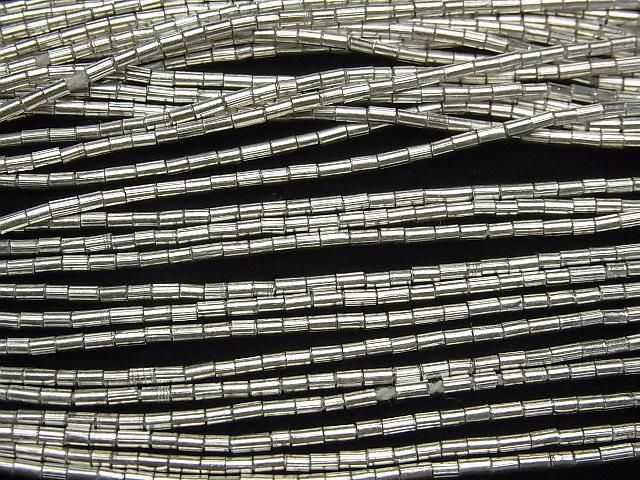 Karen Silver Tube 3x1.5x1.5mm White Silver 1/4 or 1 strand beads (approx. 27 inches/68 cm)