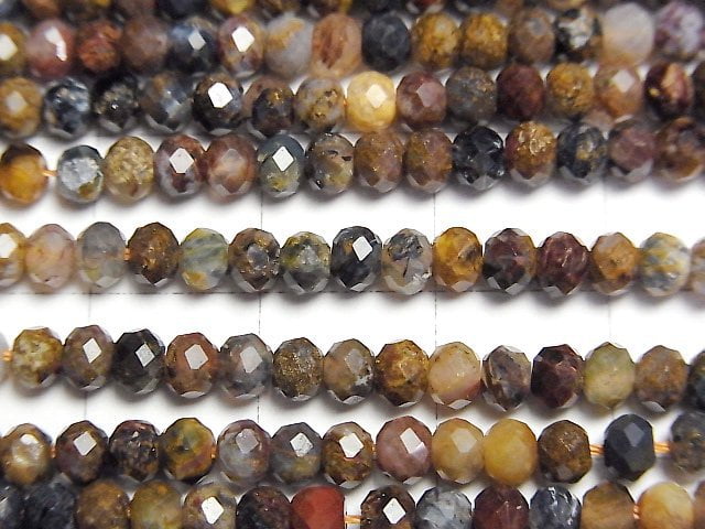 [Video]High Quality! Pietersite AA++ Faceted Button Roundel 4x4x3mm 1strand beads (aprx.15inch/37cm)