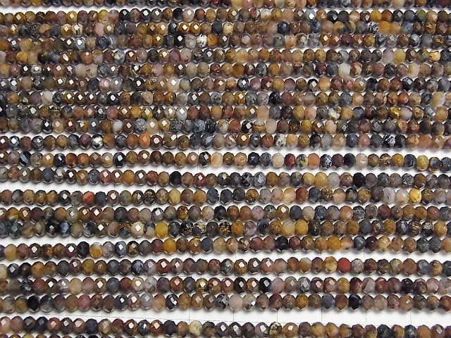[Video]High Quality! Pietersite AA++ Faceted Button Rondelle 4x4x3mm 1strand beads (aprx.15inch/37cm)
