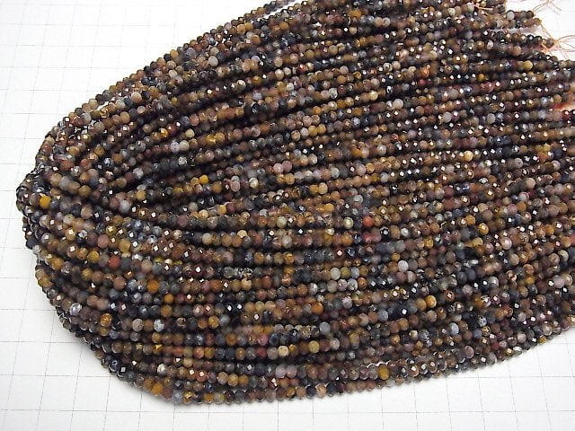 [Video]High Quality! Pietersite AA++ Faceted Button Roundel 4x4x3mm 1strand beads (aprx.15inch/37cm)