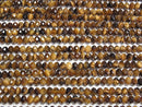[Video] High Quality! Yellow Tiger's Eye AAA- Faceted Button Rondelle 5x5x4mm 1strand beads (aprx.15inch/37cm)